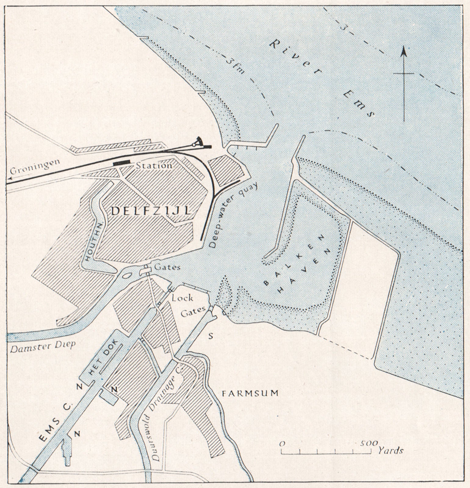 NETHERLANDS. The port of Delfzijl. WW2 ROYAL NAVY INTELLIGENCE MAP 1944